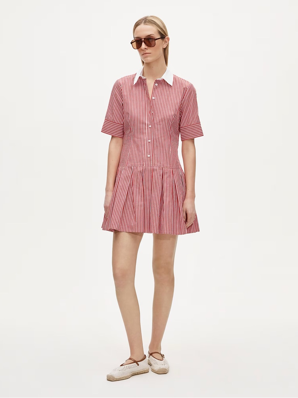 Ophelia mini shirt-dress in striped cotton poplin